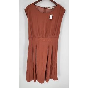 LOFT Orange Fit and Flare Dress Pockets Women's 8 New NWT